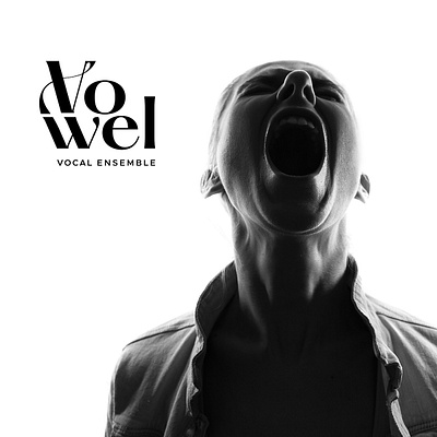 Vowel - VOCAL ENSEMBLE logo design black branding bright clean design logo minimal modern music musical scream tone vector vow white