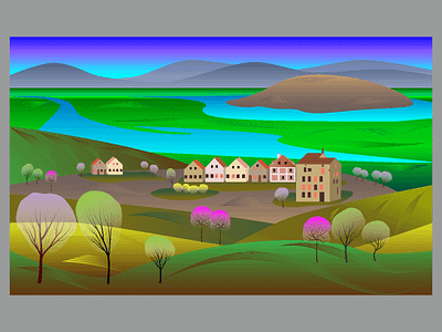 Spring landscape adobe illustrator design graphic design illustration landscape spring