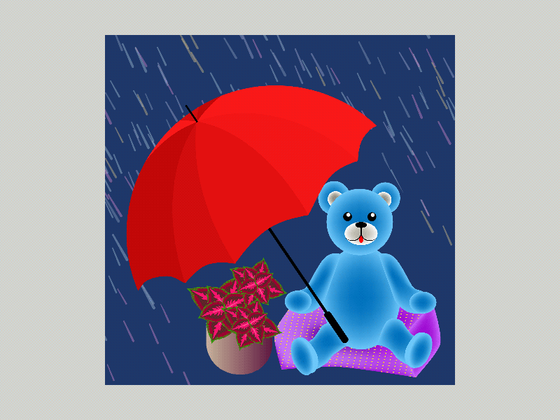 Teddy on the rain 2d adobe illustrator animated gif animated illustration animation anime studio cartoon design gif graphic design illustration moho pro motion design motion graphics rain teddy umbrella