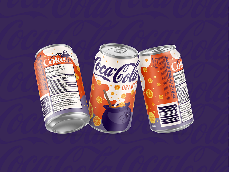 Coke Orange Halloween Design beverage can cola drink graphic design