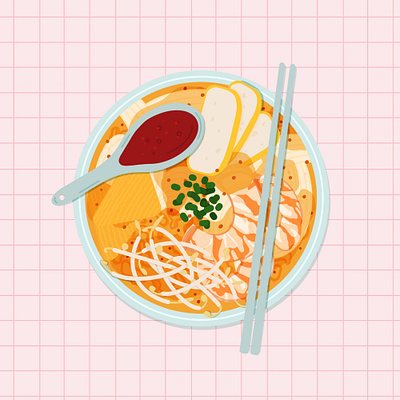 Singaporean Laksa asian cuisine asian food draw food food food illustration food lover foodie laksa local food local singapore food singapore cuisine singapore food singaporean