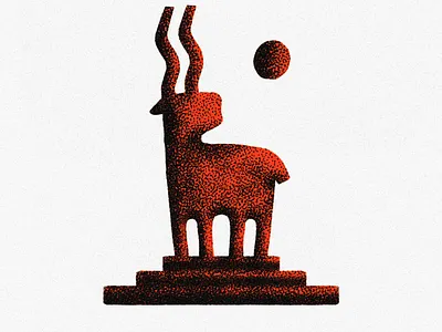 Antilope on the Steps ancient animal antilope art branding carving design graphic design idol illustration illustrator logo print print design procreate red relic riso screen stone
