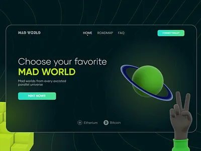 MAD WORLD NFT aesthetic design idea inspiration landing nft ui