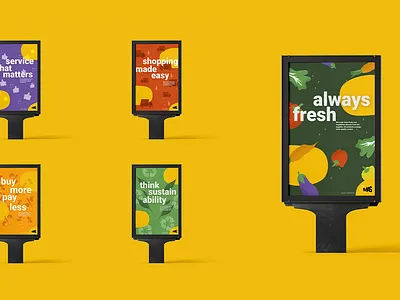 Rebranding supermarket identity advertisment branding colourfull design graphic design illustration logo poster supermarket yellow