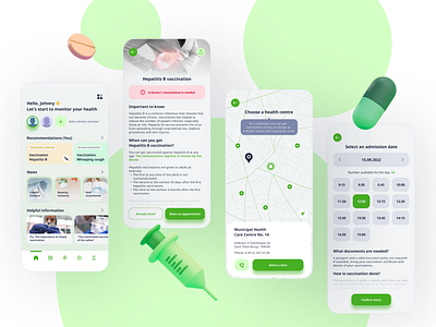 App for keeping a vaccination calendar clean design health app healthcare medical medicine ui ui design ux ux design