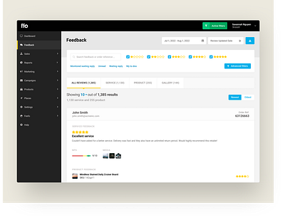 Review platform - Feedback page design ui ux web