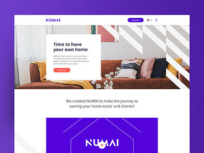 Numai - Home financing website bank branding clean design fintech graphic home landing landing page minimal modern real estate trendy ui