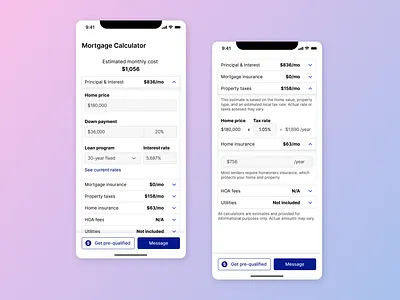 Mortgage Calculator app design design figma ios app design mobile app design real state ui ui design ui designer uiux ux design web design webapp