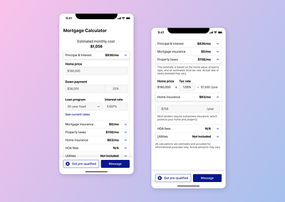Mortgage Calculator app design design figma ios app design mobile app design real state ui ui design ui designer uiux ux design web design webapp