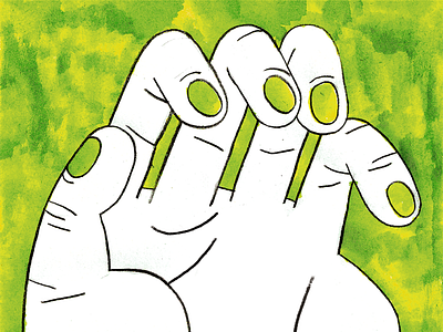 Handy ecoline fingers green hand illustration traditional