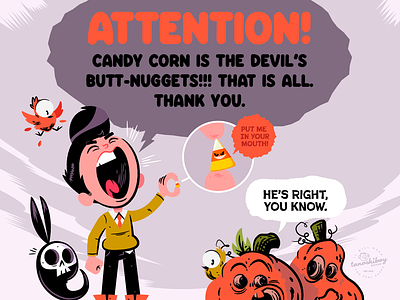 The Origin of Candy Corn animation candy corn cartoon character design drawing funny graphic design halloween illustration pen and ink vector