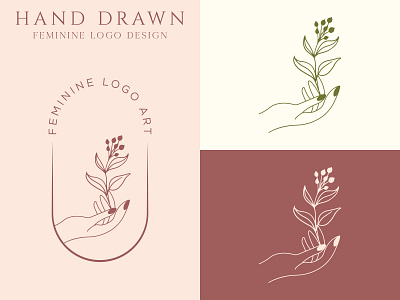 Botanical floral element hand drawn feminine logo design beauty boho botanical brand identity branding design feminine flower hand drawn illustration leaf logo logo design nature vector