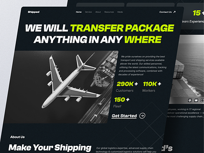 Shipped - Logistics Company Landing Page cargo clean company corporate design expedition landing page logistic ship shipment shipping transporation truck ui ui design web design website