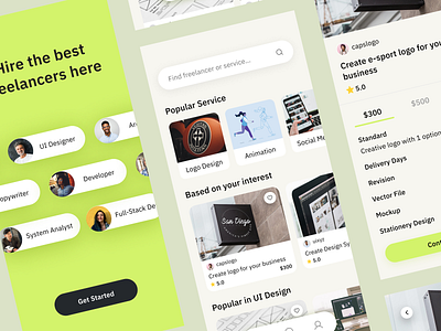 Filance - A Freelancer Finder App app apps bold bold color clean design finder freelance freelancer job job finder ui uiux ux