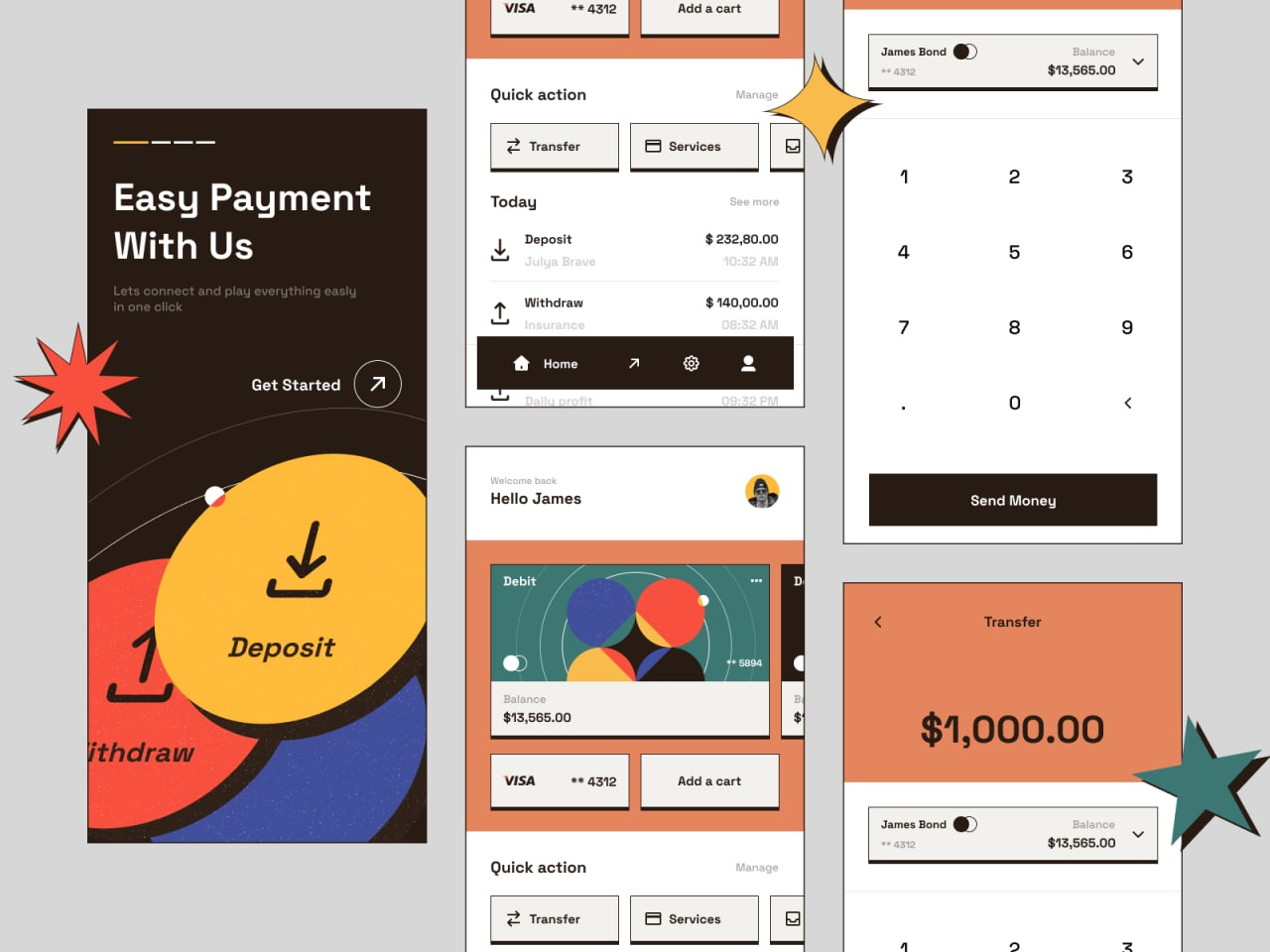 Banking App Concept | Bauhaus x Neubrutalism abstract art application banking bauhaus credit card deposit finance financial app fintech illustration mobile app mobile ui neo brutalism neubrutalism payment paypal saas transaction ui ux withdraw