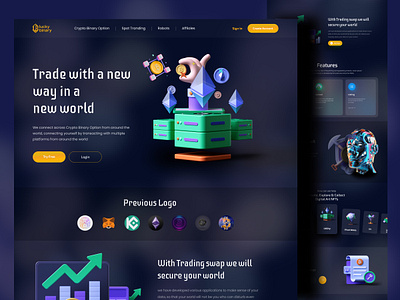 Lucky Binary NFT Website Design clean header hero section nft nft design nft ui nft web design nft website nft website design syful sylgraph trade trading trending trending 2022 web web app web ui website website design