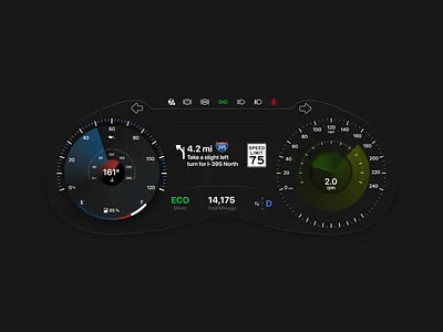 Dynamic Car Dashboard Concept apple car automotive car dashboard car instruments carplay smart car speedometer tachometer ui concept