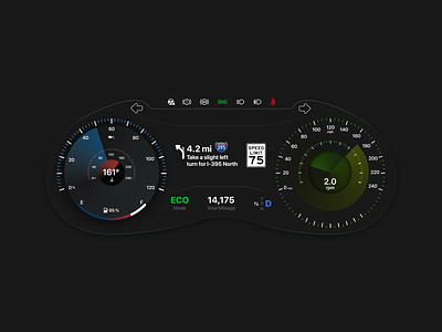 Dynamic Car Dashboard Concept apple car automotive car dashboard car instruments carplay smart car speedometer tachometer ui concept