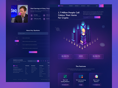 Celsius Network Redesign Landing Page 3d about bitcoin blockchain clean crypto crypto landing page cryptocurrency cryptocurrency landing page dark mode dork design eth ethereum figma landing page design ui ui design ui element wallet website design