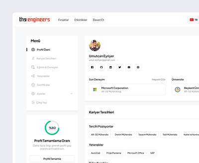 TheEngineers: Dashboard Profile branding candidate cv dashboard design figma mobile mobile dashboard profile responsive resume ui user experience user iterface ux