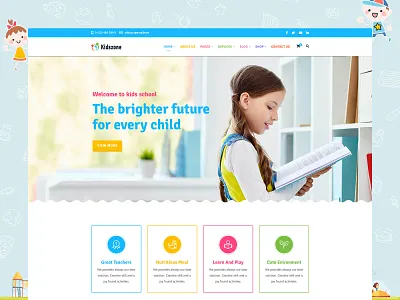 Kidszone - Kids Education and Shop Template baby bootstrap business child children course daycare e commerce e learning ecommerce education html kids kids school kids template school store student teacher university