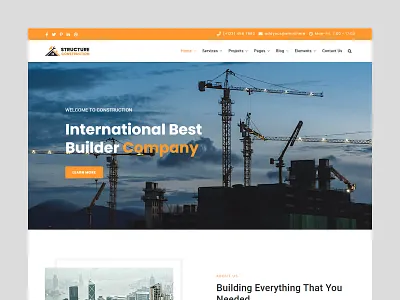 Structure - Building Construction Template apartment architect architectural architecture bootstrap builder building construction construction business contractor engineer engineering home house interior interiordesign landmark property real estate renovation
