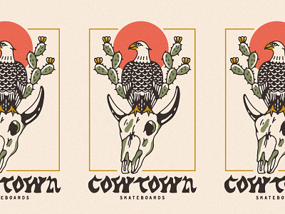 Cowtown Eagle Cow Skull apparel arizona bison bull cactus cow cow skull cowtown desert eagle illustration merch prickly pear shirt skateboard skateboarding skateshop skull western