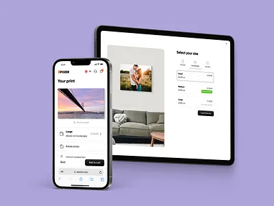 Photo configurator app button canvas checkbox color confugurator drag list modal purple select size ui zoom