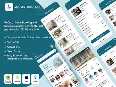 MyCuts : Salon Booking and Schedule appointment flutter ui barbershop flutter flutterui hair salon haircut salonapp salondesign ui