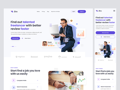 Ziro - Freelancer Directory Website branding business clean design directory figma freelance fun hero html modern playful website professional remote remote work responsive responsive website ui website website template