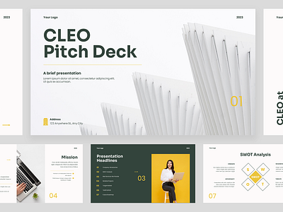 Cleo Pitch Deck Company Profile branding business clean company company presentation company profile corporate design investor minimalist pitch pitch deck pitching powerpoint powerpoint template ppt presentation professional profile slide