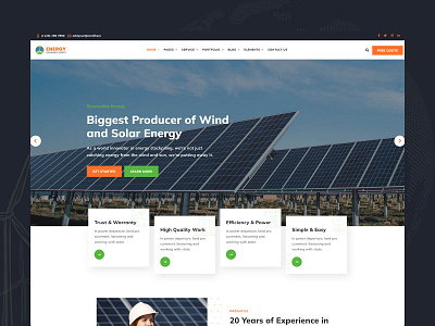 Energy - Wind & Solar Energy HTML5 Template alternative energy ecology saving electricity energy environment green energy recycling renewable renewable energy smart home solar solar energy solar panel solar panels solar panels installation solar power solar system turbine wind turbines windmill