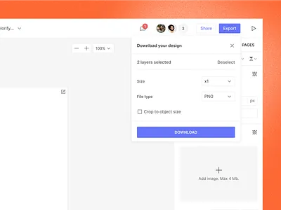 Export with ease animation download export logo modal popup product ui ux