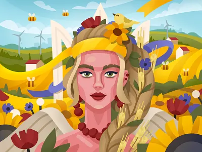Independence Day of Ukraine field illustration independence day national nationality ukraine ukraine beauty ukraine culture ukraine nature ukrainefields ukrainewar ukrainian ukrainian woman ukrainianillustration wheat woman
