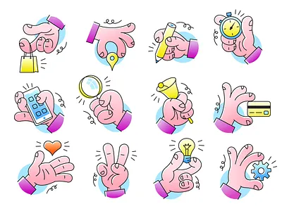 Hands illustrations design hands icon illustration set svg ui ux vector web