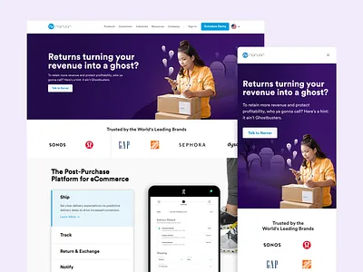 Spooky Halloween Homepage Banner banner boxes brand design cardboard boxes cemetery desktop ecommerce ghosts graveyard halloween hero image homepage illustration landing page marketing mobile post purchase purple revenue web design