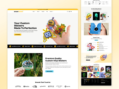 Sticker Brand - Landing Page Redesign design ecommerce figma home hero landing page prototyping redesign sticker ui ux web design