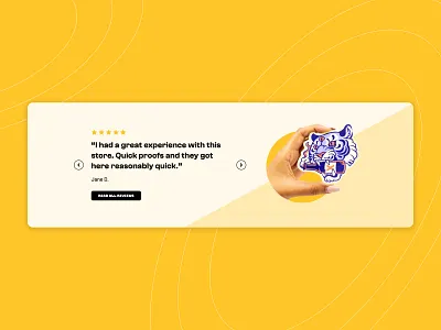 Sticker Brand - Testimonial Section components design ecommerce figma redesign reviews sticker testimonial ui ux web design