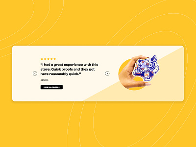 Sticker Brand - Testimonial Section components design ecommerce figma redesign reviews sticker testimonial ui ux web design