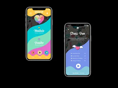 Unicorn Meditation UI Design Mobile App app design ui