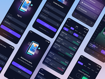 Delta App app design application crypto graphs market nfts trading ui mobile design uxui