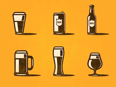 Beer Icons alcohol bar beer branding brunch cervesa dinner foam girls night glass graphic design icons illustration illustrator item menu resteraunt texture ui wine