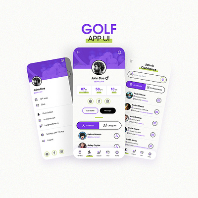 Golf App - UI/UX Design app design golf mobile ui ux vector