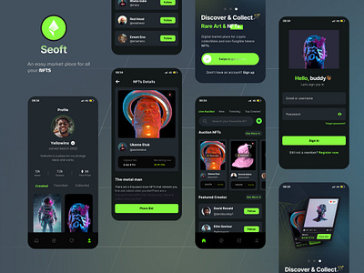 NFT MARKET PLACE APP app branding design ui ux