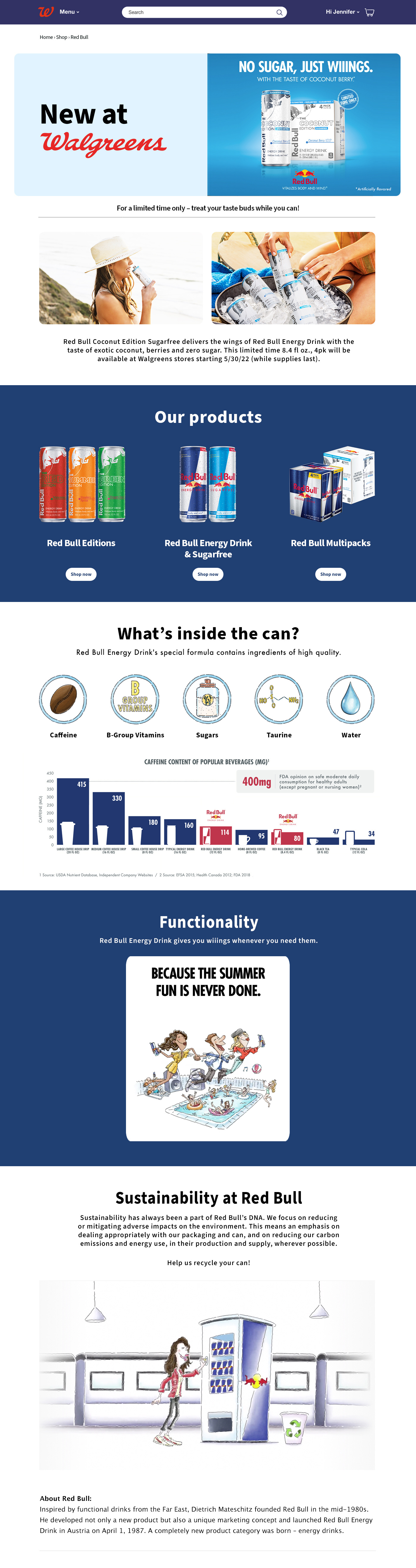 Red Bull - "Always On" Brand Page Design branding design digital marketing e commerce design enhanced brand content evergreen graphic design infographics photoshop web design