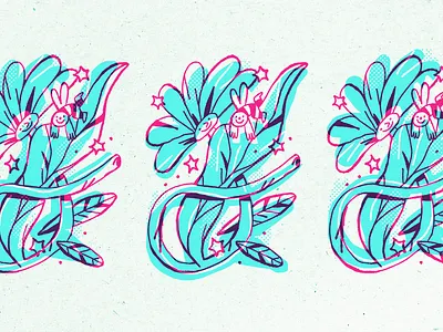 Bee and Flower bee character design digital dual tone flower friends illustration nature photoshop screen printing