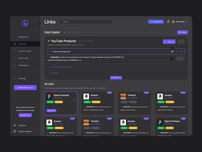 Bit.ly: Link Management Screen bit.ly dashboard design link logo product design ui user interface ux web design