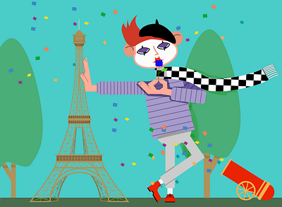 French mime graphic design greeting cards illustration vector