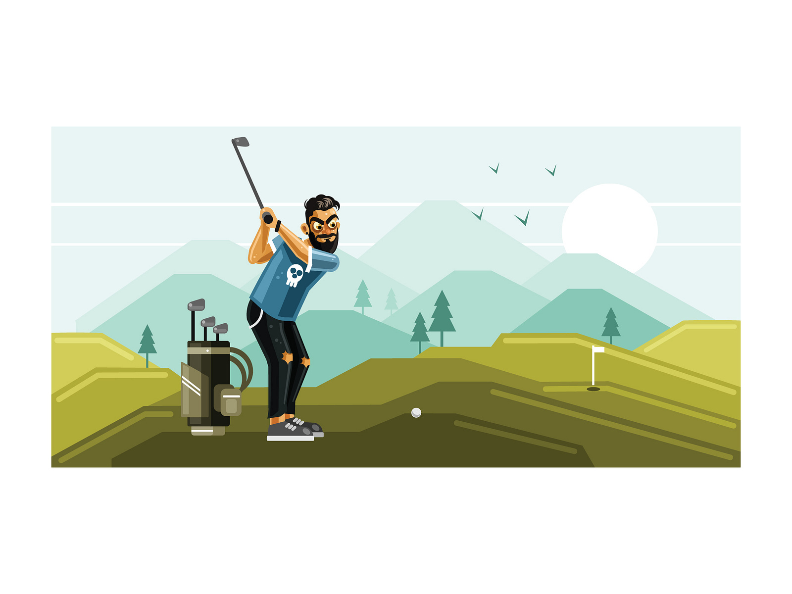 playing-golf-on-the-field-graphics-illustration-by-ianmikraz-on-dribbble