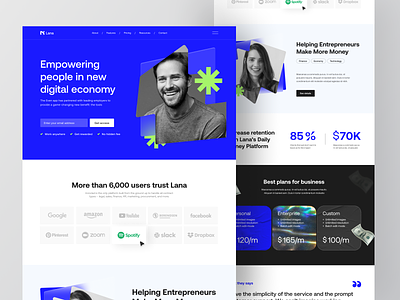 Lana - Finance Website Landing Page bank banking blue card finance finance app financial fintech footer integrations minimalist money money management pricing product testimonials transaction web web design website